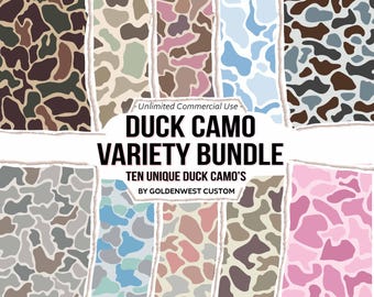 Pacchetto di mimetica Duck Camo Variety Bundle, dieci motivi mimetici da caccia senza cuciture (download digitale), motivi mimetici old school, retrò e vintage