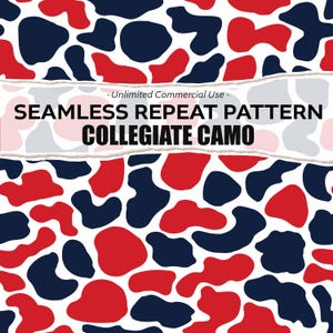 Red Navy White Camo, Camo Seamless Patterns, Duck Camo Design, Hunting Camo PNG, Digital Download for Old School Duck Camo, Vintage Camo