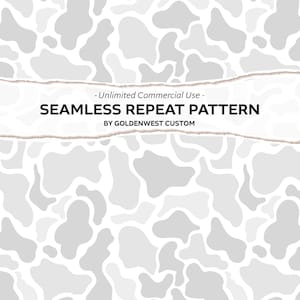 May include: A seamless repeat pattern featuring irregular light grey organic shapes on a white background. The centre displays a torn paper effect with the text: - Unlimited Commercial Use - SEAMLESS REPEAT PATTERN BY GOLDENWEST CUSTOM.