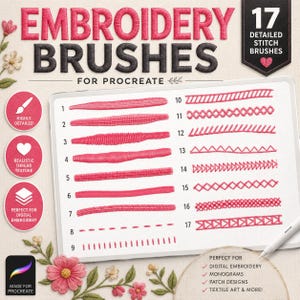 Procreate Embroidery Brush, Embroidered Brush Set Procreate, Stitch Brushes Procreate, Digital Embroidery Brush Procreate Fashion Streetwear