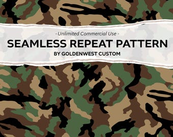 Camo Seamless Patterns, Camouflage Pattern, Woodland Camo Design, Hunting Camo Graphic, Digital Download for Hunting and Camping