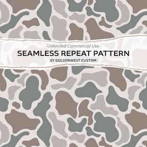 May include: A seamless repeat pattern featuring organic, irregular shapes in shades of light gray, dark gray, and muted brown. A white horizontal banner across the center displays the text: - Unlimited Commercial Use - SEAMLESS REPEAT PATTERN BY GOLDENWEST CUSTOM.