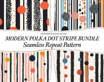 Stripe Polka Dot Seamless Pattern, Streifen png, Polka Dot png, Abstraktes Streifen Tupfen, Modernes Tupfenstreifenbündel, Sammelalbum, Digital