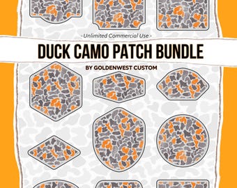 Toppe mimetiche PNG, toppe mimetiche Duck, mimetiche Duck PNG, mimetiche da caccia PNG, mimetiche grigio-arancio, mimetiche Old School, mimetiche Vintage, toppa sublimatica PNG