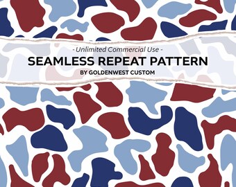 Camouflage blu e rosso, motivi mimetici senza soluzione di continuità, design mimetico Duck, mimetismo da caccia PNG, download digitale per mimetismo Duck vecchia scuola, mimetismo vintage retrò