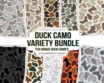 Pacchetto di mimetica Duck Camo Variety Bundle, dieci motivi mimetici da caccia senza cuciture (download digitale), motivi mimetici old school, retrò e vintage