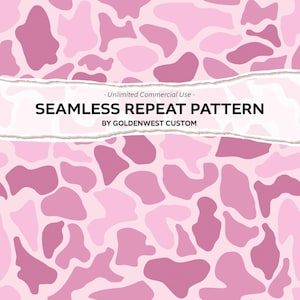May include: A seamless repeat pattern in shades of pink, featuring organic shapes. The design includes the text "SEAMLESS REPEAT PATTERN" and "BY GOLDENWEST CUSTOM" on a torn paper background.