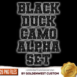 Camo Alphabet PNG, Black Camo Alphabet, Old School Camo Alpha Set Png, Digital Download, Black Duck Camo, Vintage Camo Alpha Set, Hunting