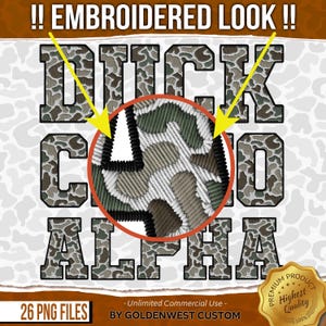 Camo Alphabet PNG, Duck Camo Alphabet, Embroidered Look Alpha Set, Digital Download, Old School Camo, Vintage Camo Alpha Set, Hunting Png