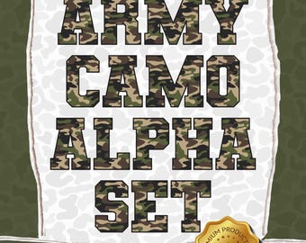 Lettere dell'alfabeto mimetico PNG, alfabeto mimetico dell'esercito, set alfabetico mimetico vintage PNG, download digitale, carattere mimetico militare, set alfabeto mimetico vintage