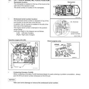 KOMATSU Fg20 Fg25 Fg30 More Forklift Operation Maintenance Manual - Bound image 7