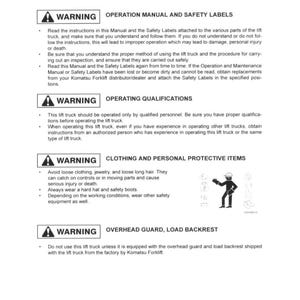 KOMATSU Fg20 Fg25 Fg30 More Forklift Operation Maintenance Manual - Bound image 8