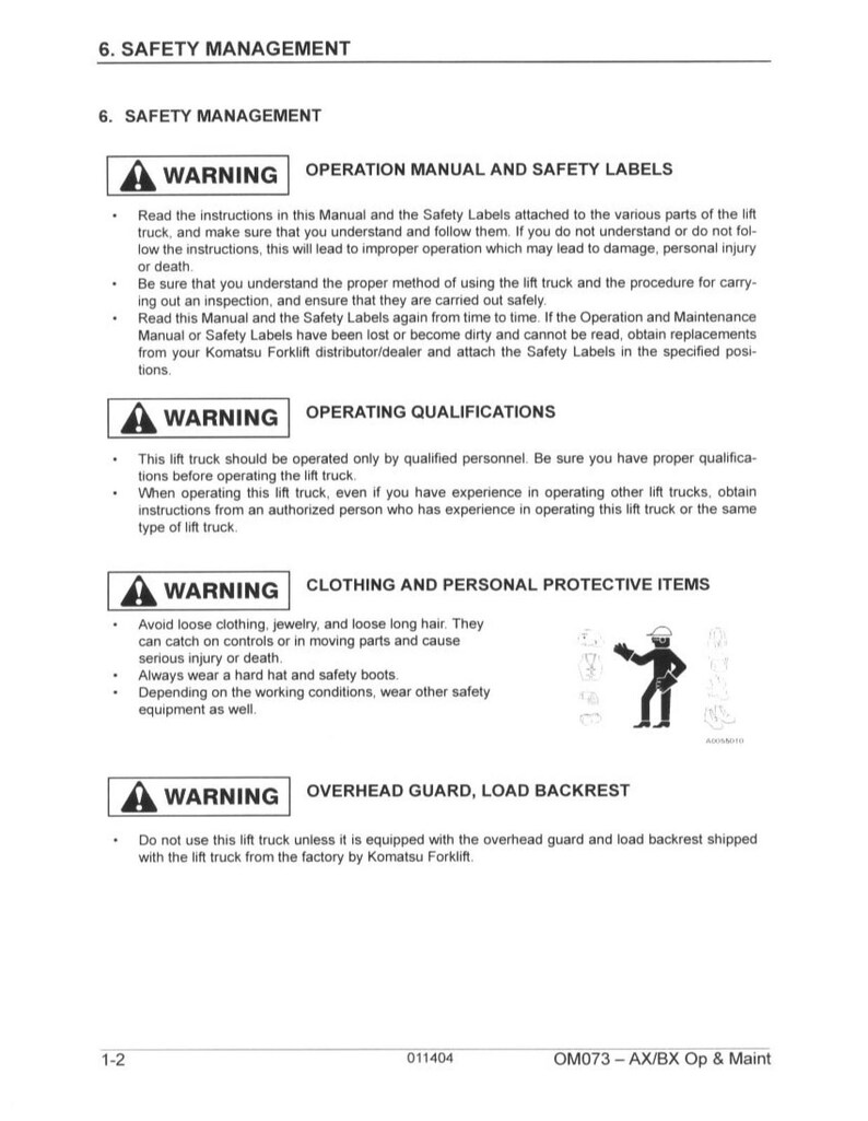 KOMATSU Fg20 Fg25 Fg30 More Forklift Operation Maintenance Manual - Bound image 8