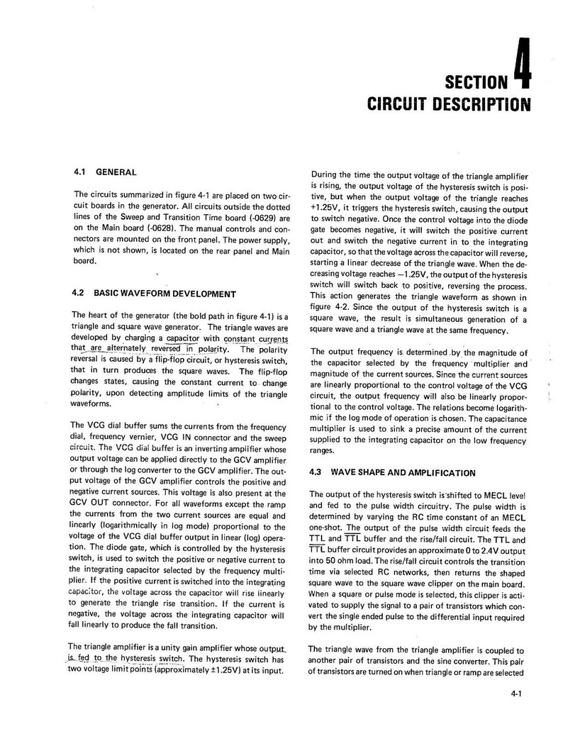 WAVETEK Model 166 Function Generator Instruction Manual - Bound,Covers, Foldouts image 12