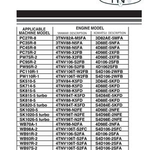 KOMATSU Yanmar 3D82AE 4D88E S4D106 And More Diesel Engine Shop Manual, Foldouts image 2
