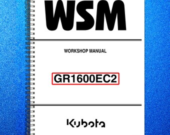 KUBOTA Gr1600 Tractor Workshop Manual Durable Closure - Protective Front & Back