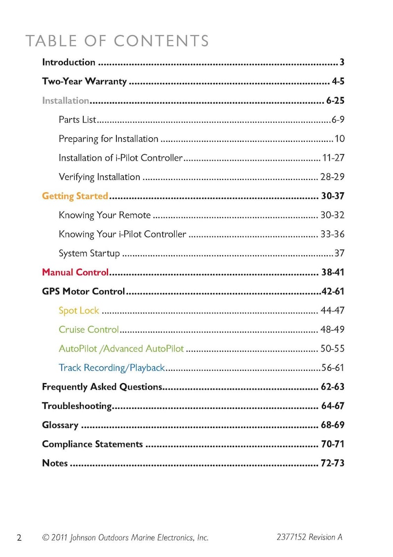 Manual del propietario del motor de arrastre MINN Kota i-Pilot 2011 - Encuadernado en espiral - Cubiertas resistentes imagen 2