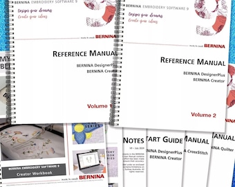 BERNINA Embroidery Software 9 Manual Mastery Bundle: 1147 Pages. 8 Wire Bound Books, Thick Protective Covers