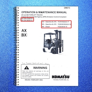 KOMATSU Fg20 Fg25 Fg30 More Forklift Operation Maintenance Manual - Bound image 1