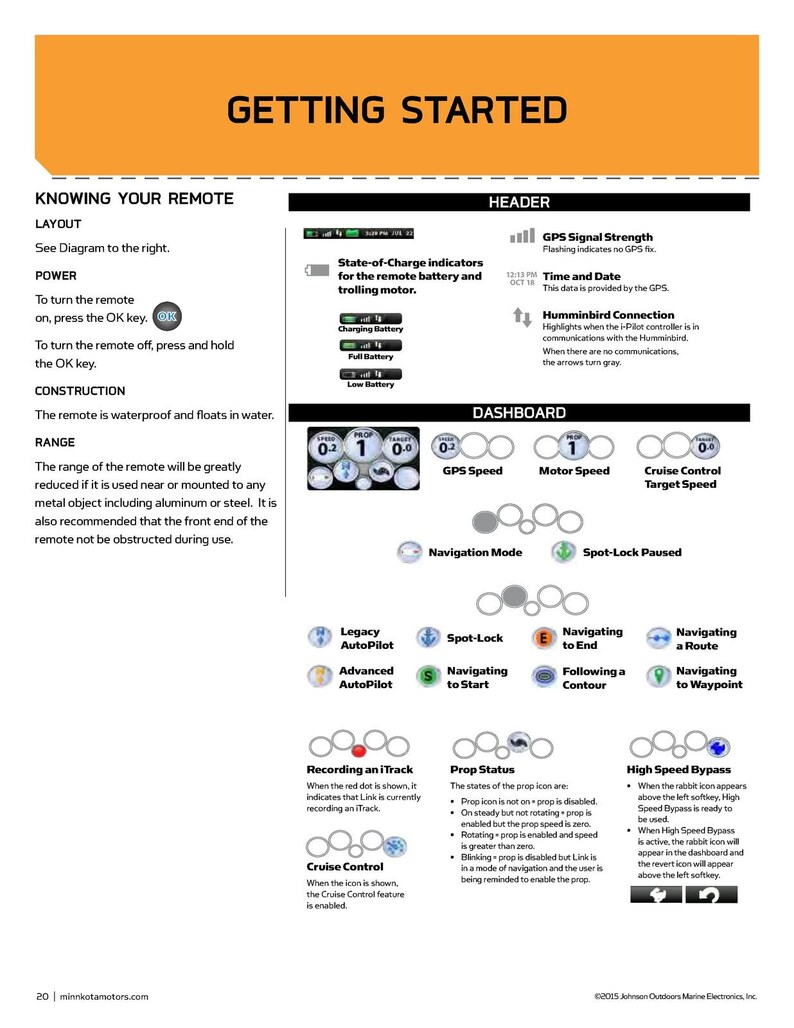 MINN Kota i-Pilot Link Trolling Motor Owners Manual 2015 - Wire Bound - Covers image 7