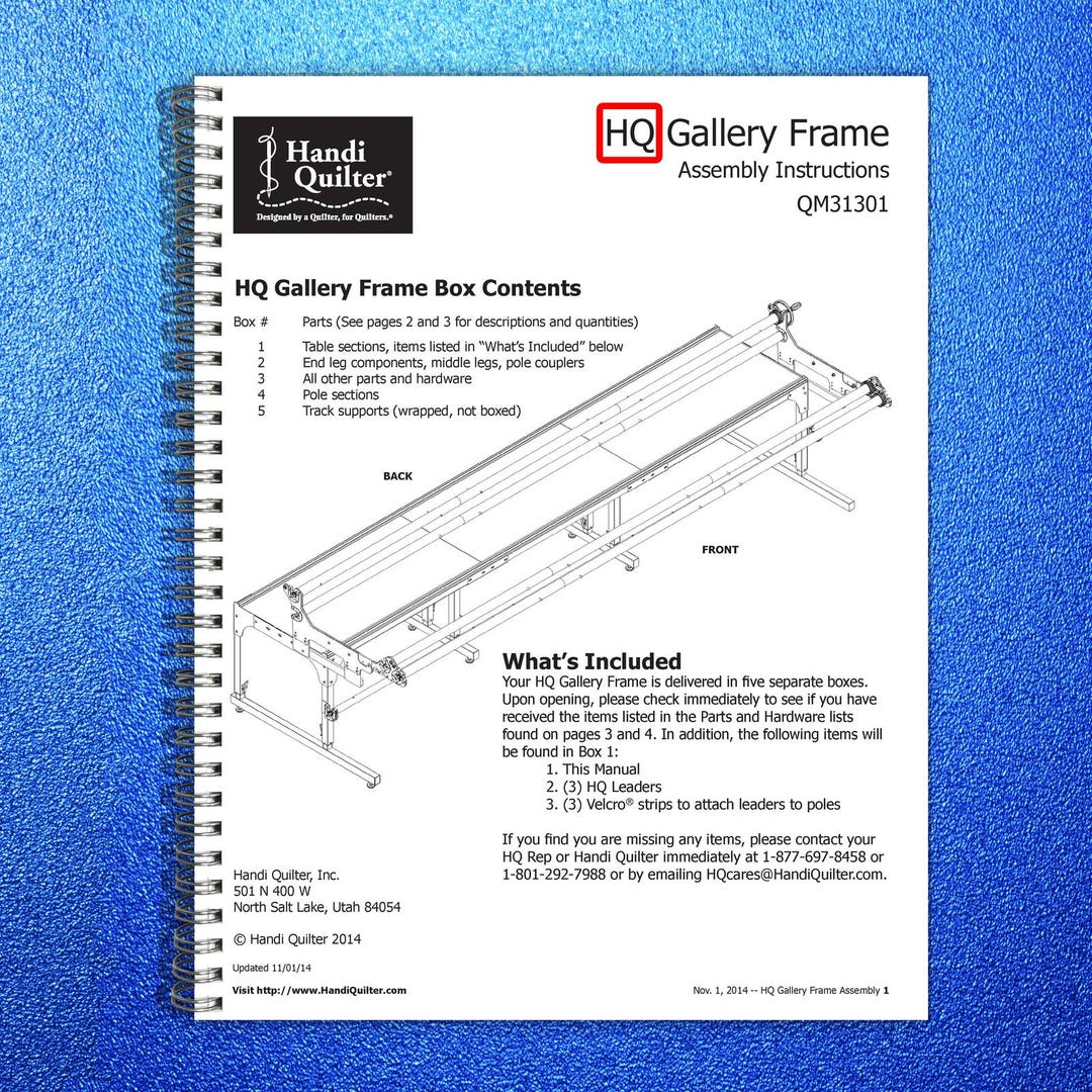 HANDI Quilter Hq Gallery Frame Assembly Instructions Manual 2014 - Wire ...