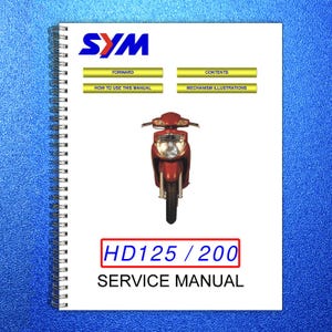 SYM Hd125 Hd200 Motorcycle Service Manual - Steel Wire Bound - Protective Covers