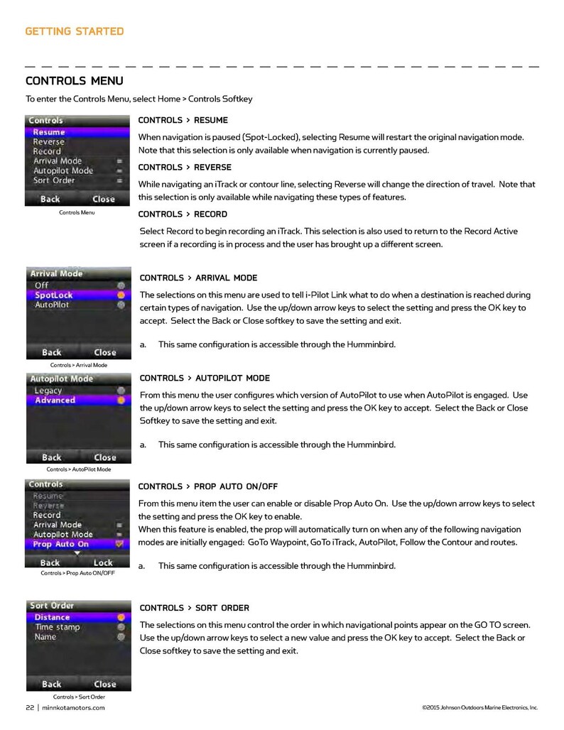 MINN Kota i-Pilot Link Trolling Motor Owners Manual 2015 - Wire Bound - Covers image 9