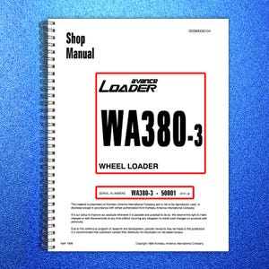KOMATSU Avance Loader Wa380-3 Sn 50001 Up Shop Manual, Bound, Covers, Foldouts image 1