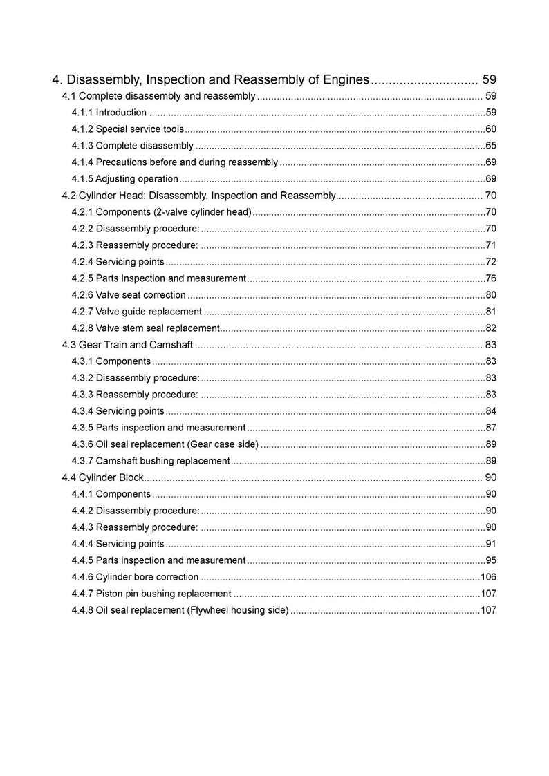 KOMATSU Yanmar 3D82AE 4D88E S4D106 And More Diesel Engine Shop Manual, Foldouts image 4