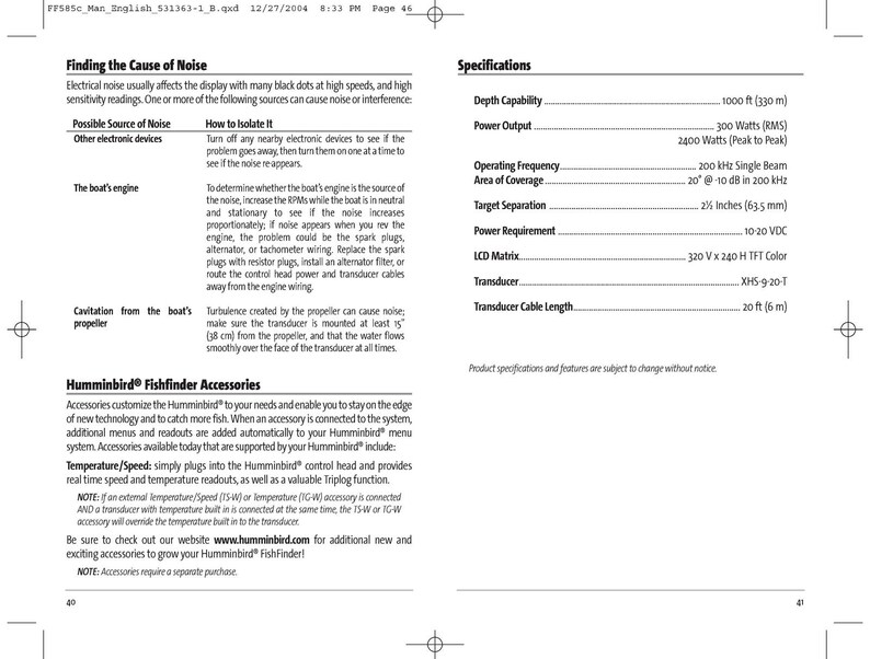 HUMMINBIRD FishFinder 585c Operations Manual - Steel Wire Bound - Tough Covers image 7
