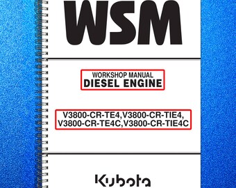 KUBOTA V3800 Cr Tie4 Tie4C Diesel Engine Workshop Manual Wsm, Loop Bound, Covers