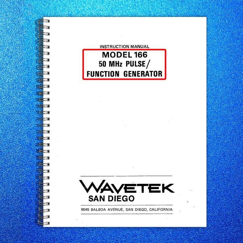 WAVETEK Model 166 Function Generator Instruction Manual - Bound,Covers, Foldouts image 1