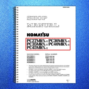 KOMATSU Pc27MRX-1 30 35 40 Pc45MRX-1 Shop Manual - Bound - Covers - Xl Foldouts image 1