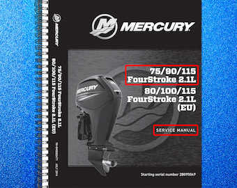 MERCURY 75 90 115 FourStroke 21L Service Manual Bind - Front & Back - Foldout
