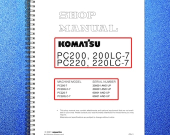 Komatsu PC200-2, PC200LC-2 PC220-2 PC220LC-2 Shop Manual Excavator