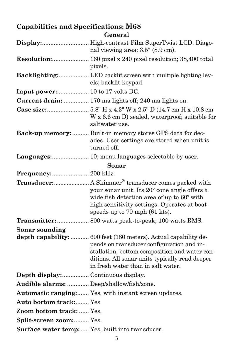 LOWRANCE M68C S-Map Gps Fish Finder Operation Manual - Wire Bound - Tough Covers image 5