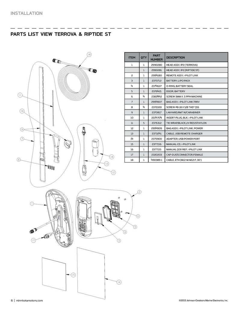 MINN Kota i-Pilot Link Trolling Motor Owners Manual 2015 - Wire Bound - Covers image 3