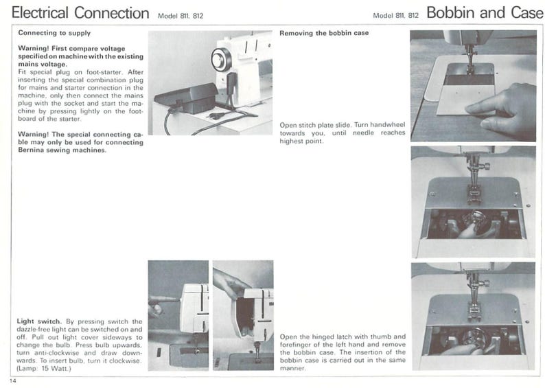 BERNINA 801 802 811 812 Sewing Machine Instruction Manual Closure ...