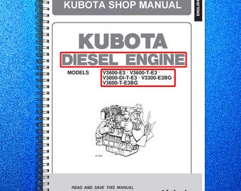 KUBOTA V3800 V3600 V3300 Diesel Engine Workshop Manual Wsm - Loop Bound - Jacket