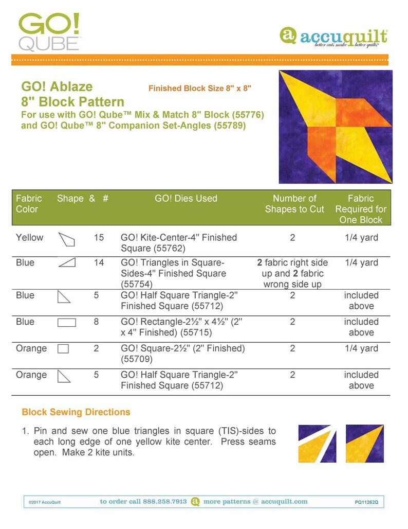 Qube Pattern ACCUQUILT Go! Qube 8