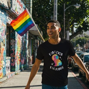 Furrever Fabulous Rainbow Cat Pride T-Shirt, Cute LGBTQ Gift for Cat Lover, Funny Colorful Kitty Shirt for Men and Women, Pride Pet Tee