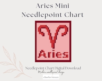 Miniatura de bordado do símbolo de Áries – Ideal para pendurar na bolsa ou como enfeite (PDF digital)
