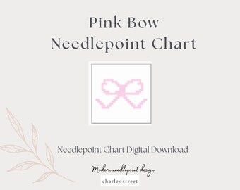 Gráfico de bordado digital com laço rosa – Padrão para iniciantes