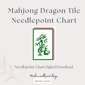Mahjong Dragon-brickor med nålstickning – Ornament- eller väskberlock (digital PDF)