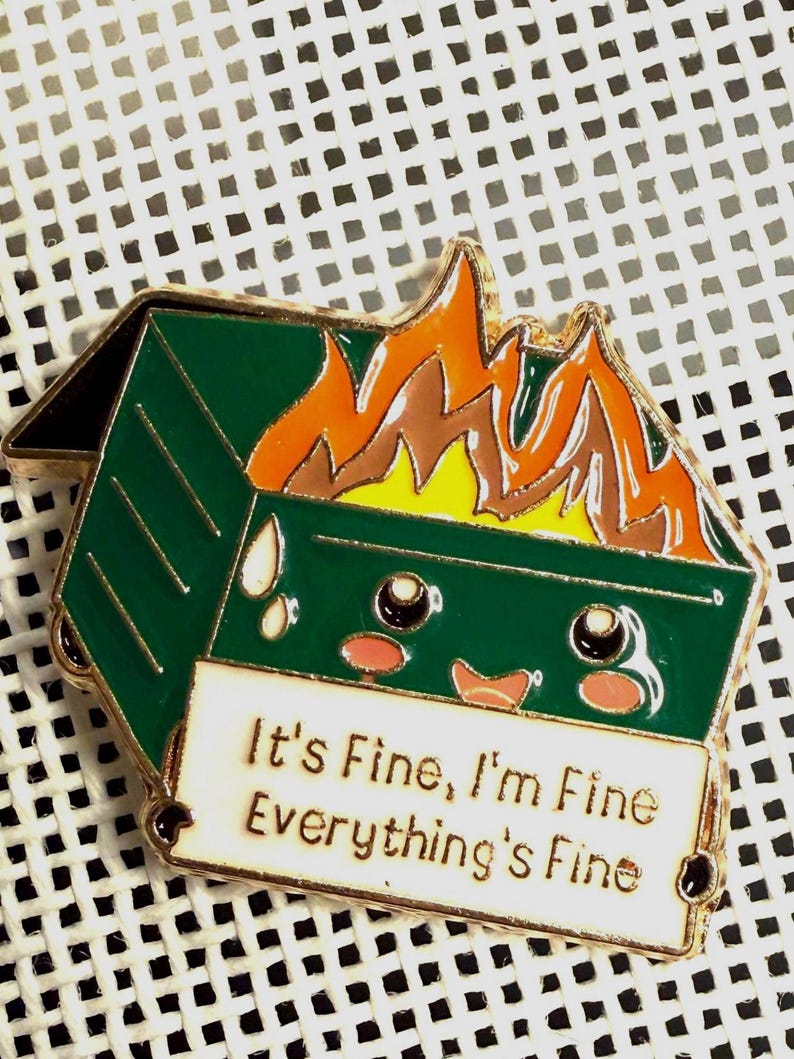 Dumpster Fire Needle Minder | Everything is Fine needle magnet afbeelding 1