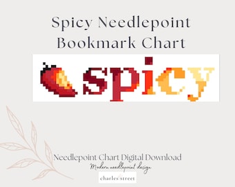 Gráfico de ponto cruz para marcador de página picante – Padrão digital de pimenta