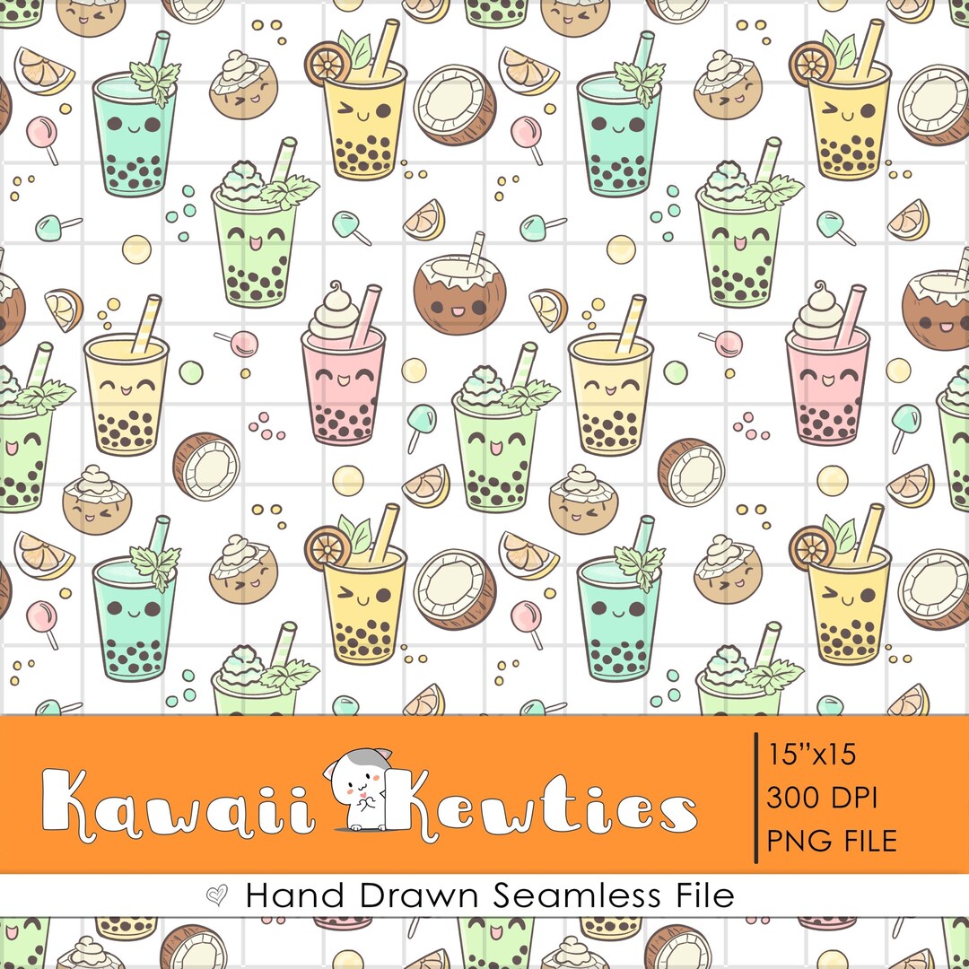 Boba Tea Seamless Digital Pattern Png - Etsy