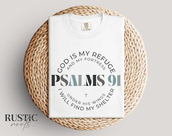 Salmo 91 SVG PNG: Diseño de camiseta cristiana, Versículo bíblico SVG, Boho Christian SVG, Calcomanía de pared cristiana SVG PNG, Dios es mi refugio SVG, Archivo de corte