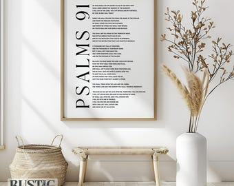 Psalmen 91 Schriftkunst: Minimalistische christliche Wanddekoration (Digitaler Download)