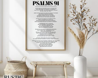 Psalmen 91 Schrift Wandkunst: Minimalistischer christlicher Druck (Digitaler Download)